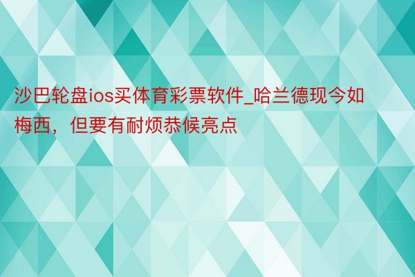 沙巴轮盘ios买体育彩票软件_哈兰德现今如梅西，但要有耐烦恭候亮点