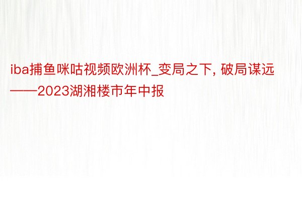 iba捕鱼咪咕视频欧洲杯_变局之下, 破局谋远——2023湖湘楼市年中报